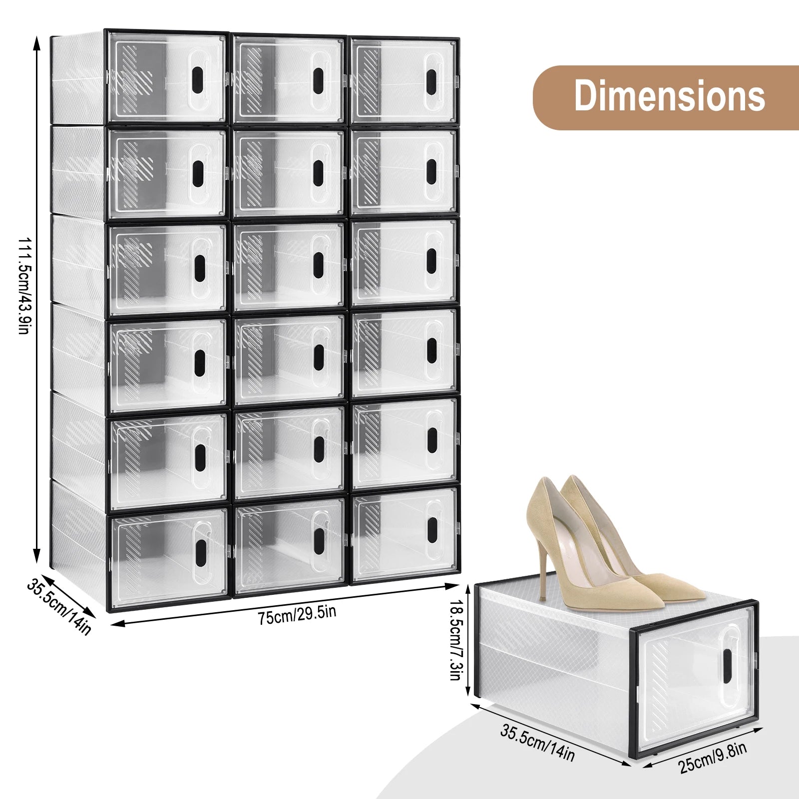 Boîtes à Chaussures Transparentes Empilables avec Porte Magnétique