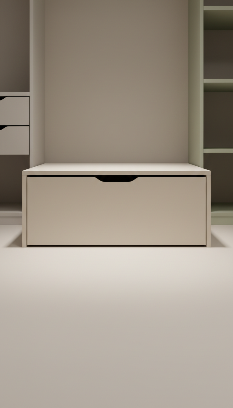 Champagne-toned modular under-bed drawer