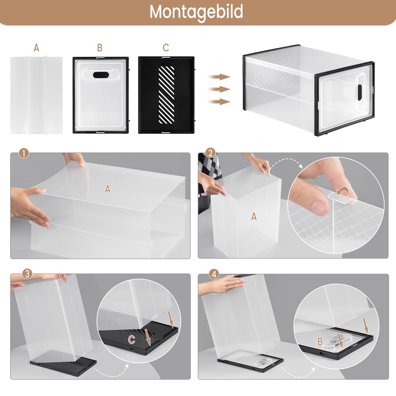 Boîtes à Chaussures Transparentes Empilables avec Porte Magnétique